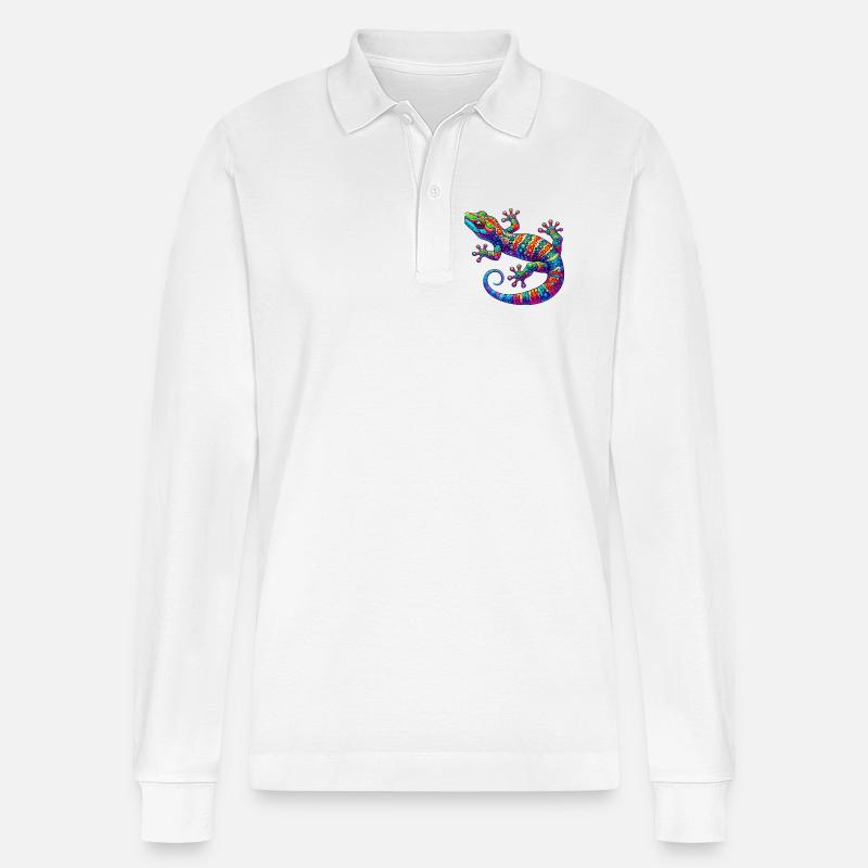 Gecko - Stanley/Stella Unisex Bio-Langarm-Poloshirt Prepster - Weiß