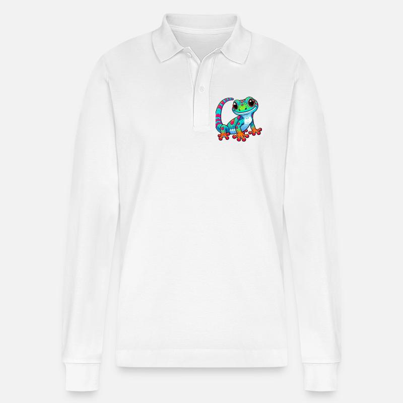 Gecko - Stanley/Stella Unisex Bio-Langarm-Poloshirt Prepster - Weiß