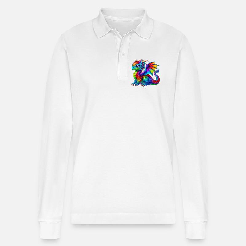 Drache - Stanley/Stella Unisex Bio-Langarm-Poloshirt Prepster - Weiß