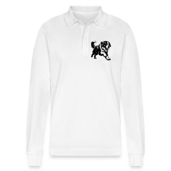 Bernhardiner - Stanley/Stella Unisex Bio-Langarm-Poloshirt Prepster - Weiß - Vorne - Anna (173cm) & Nico (186cm)