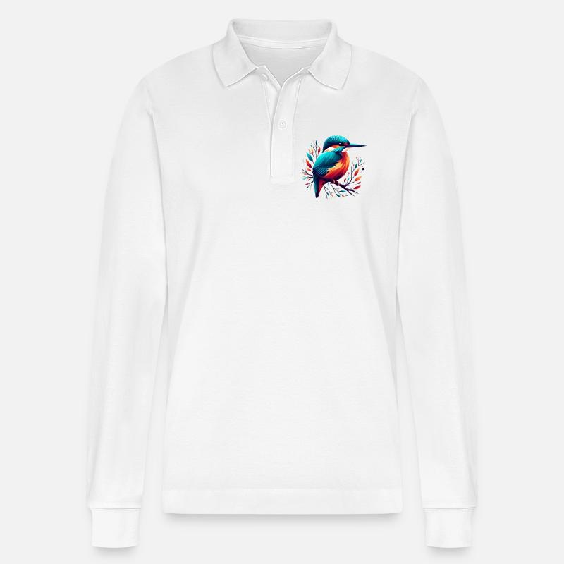 Eisvogel - Stanley/Stella Unisex Bio-Langarm-Poloshirt Prepster - Weiß