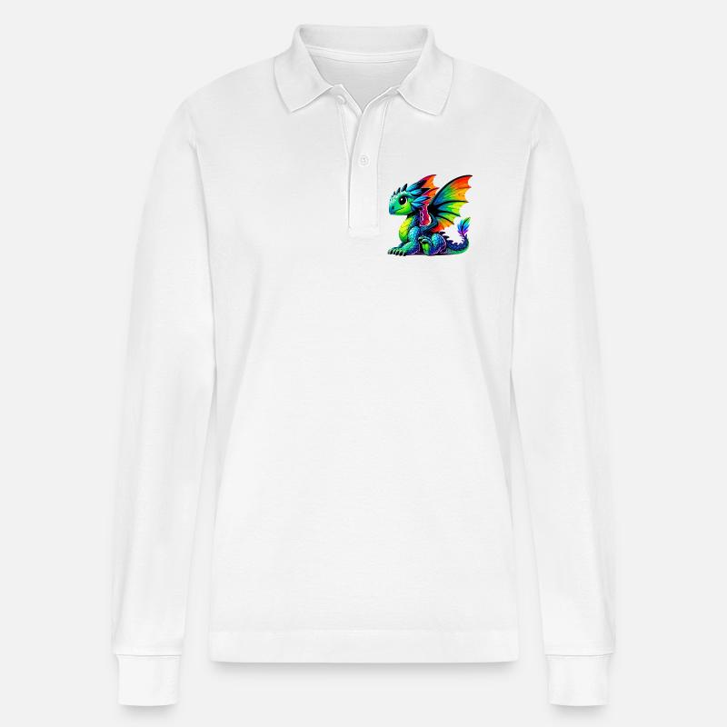 Drache - Stanley/Stella Unisex Bio-Langarm-Poloshirt Prepster - Weiß