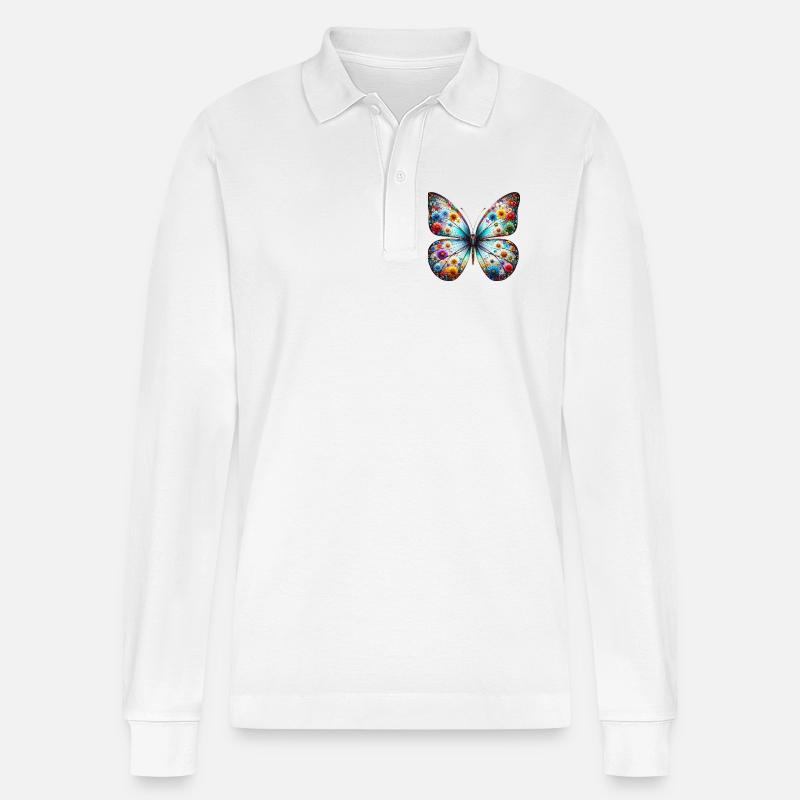 Papillon - Polo à manches longues bio PREPSTER Stanley/Stella Unisexe - blanc