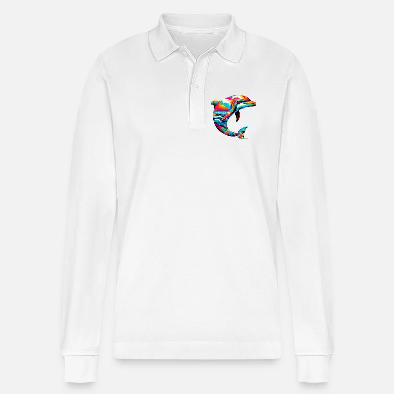 Delfin - Stanley/Stella Unisex Bio-Langarm-Poloshirt Prepster - Weiß