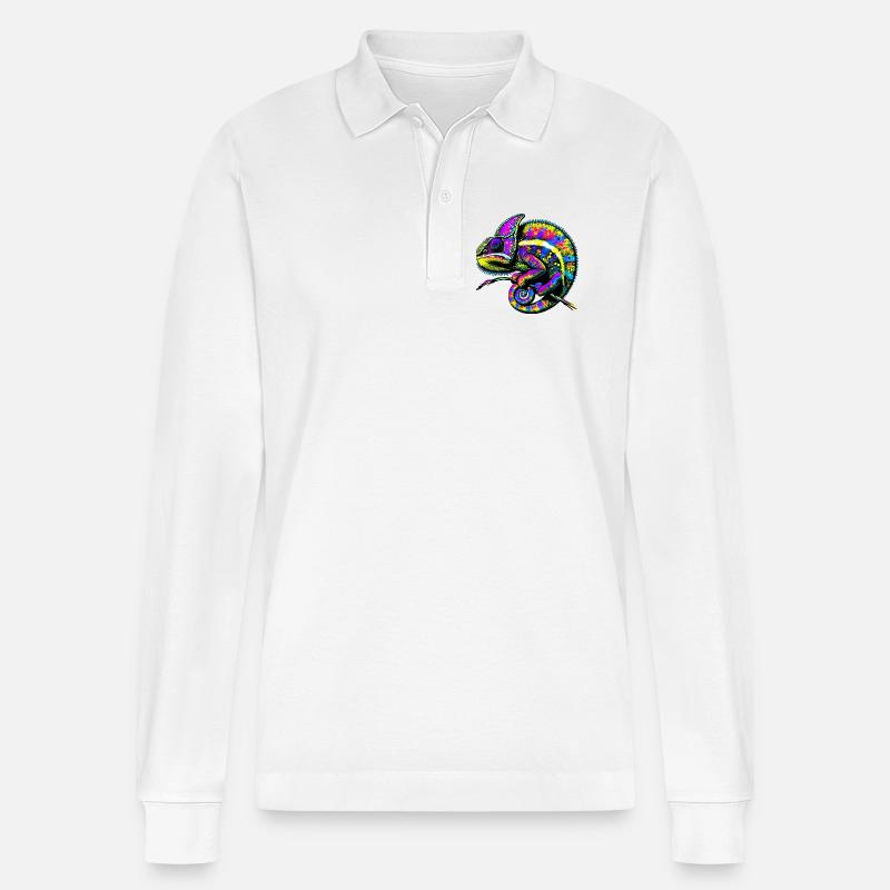 Chamäleon - Stanley/Stella Unisex Bio-Langarm-Poloshirt Prepster - Weiß