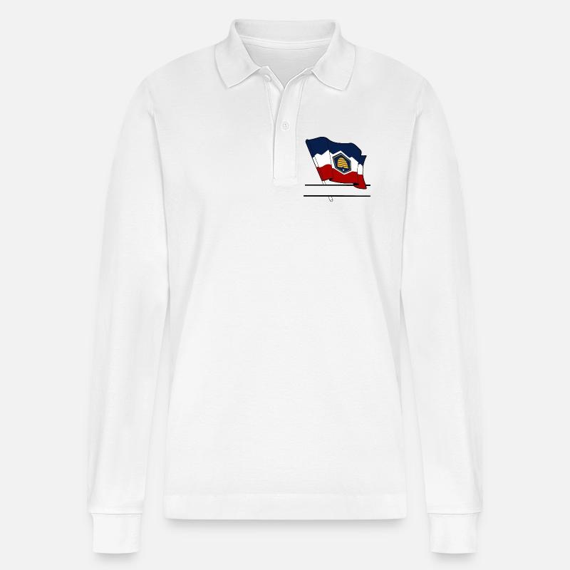 Flagge Utah Textbanner - Stanley/Stella Unisex Bio-Langarm-Poloshirt Prepster - Weiß