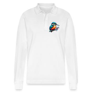 Kingfisher - Stanley/Stella Organic Unisex Long-Sleeved Polo Shirt Prepster - white - Front - Anna (173cm) & Nico (186cm)