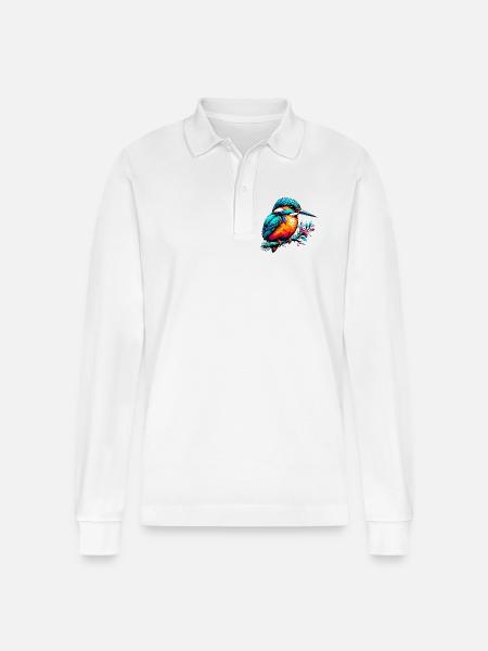 Kingfisher - Stanley/Stella Organic Unisex Long-Sleeved Polo Shirt Prepster - white