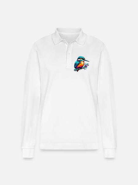 Kingfisher - Stanley/Stella Organic Unisex Long-Sleeved Polo Shirt Prepster - white