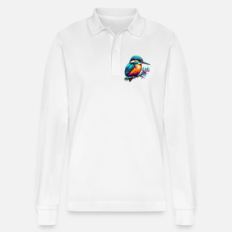 Eisvogel - Stanley/Stella Unisex Bio-Langarm-Poloshirt Prepster - Weiß