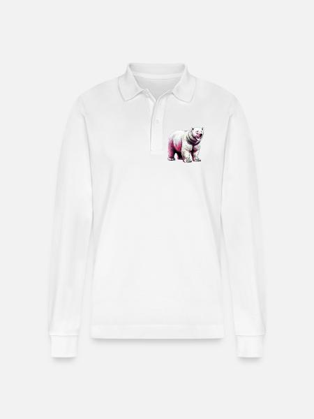 White polar bear - Stanley/Stella Organic Unisex Long-Sleeved Polo Shirt Prepster - white