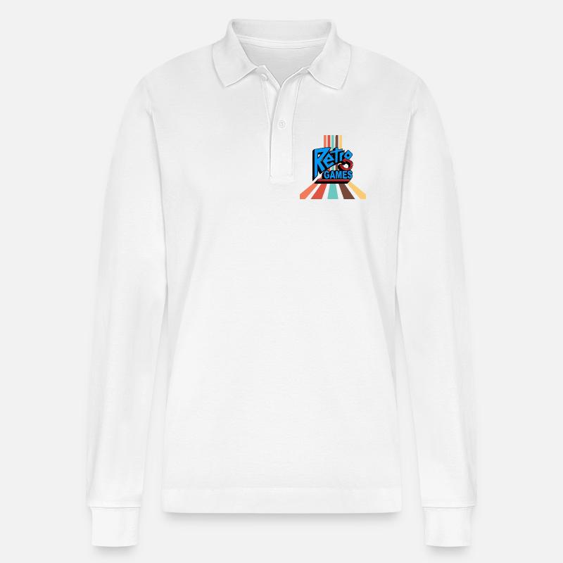 Retro-Spiele - Stanley/Stella Unisex Bio-Langarm-Poloshirt Prepster - Weiß