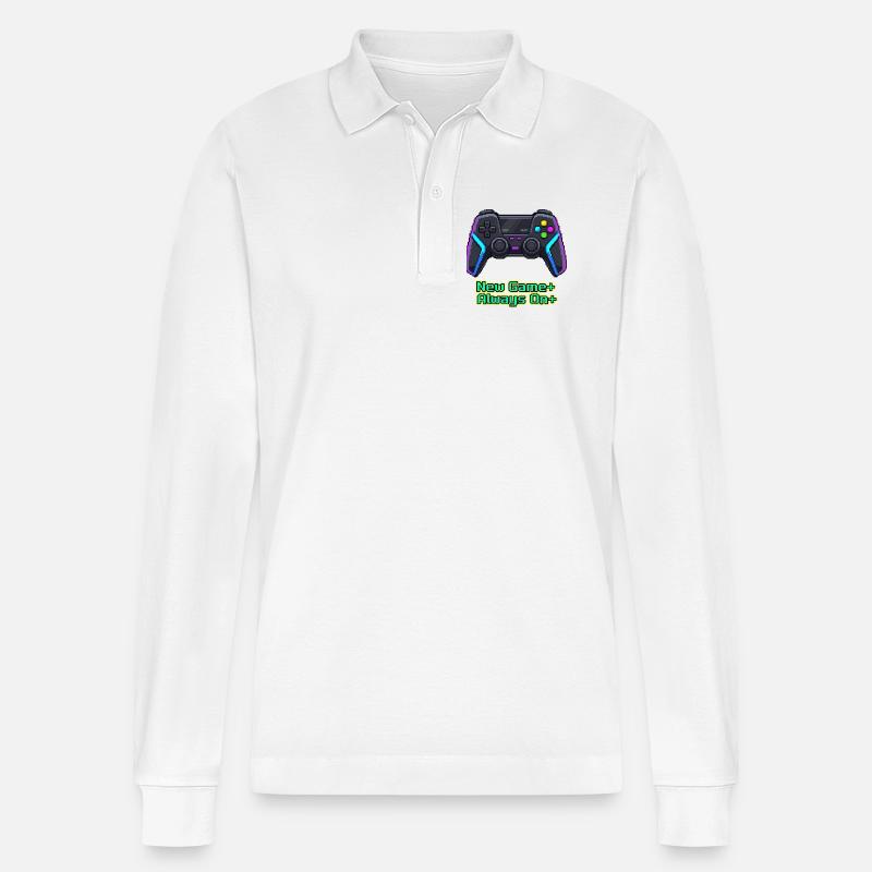 Neon Pixel Controller Neues Spiel Plus - Stanley/Stella Unisex Bio-Langarm-Poloshirt Prepster - Weiß