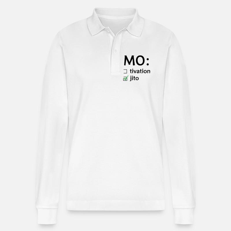 Motivation oder Mojito - Stanley/Stella Unisex Bio-Langarm-Poloshirt Prepster - Weiß