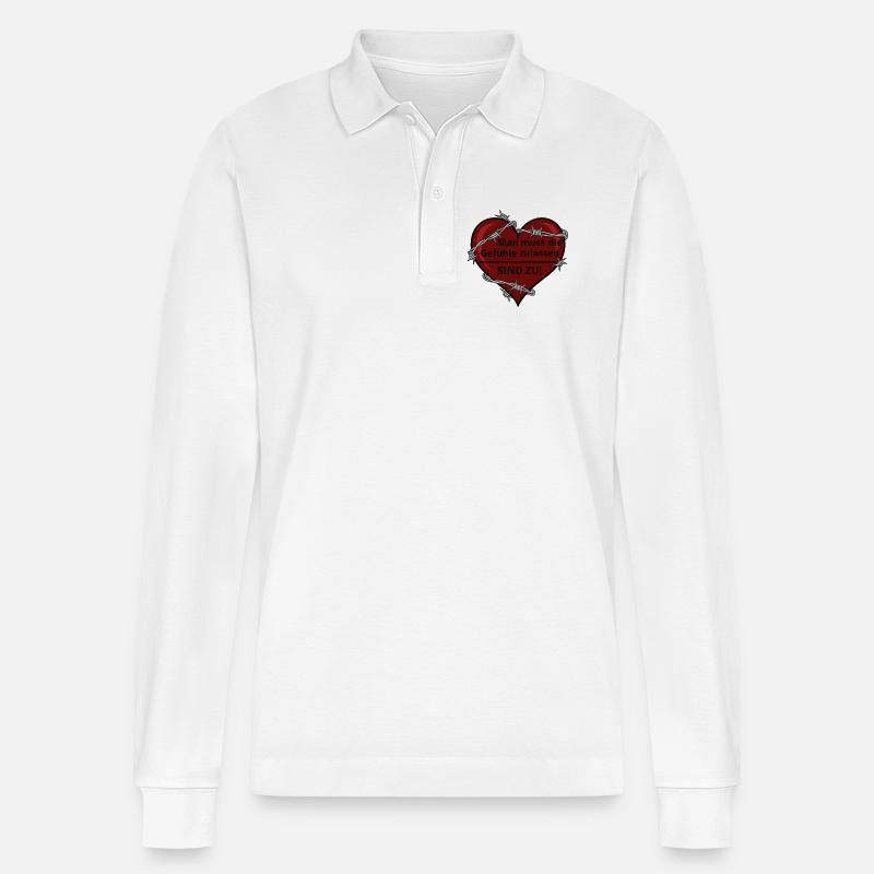 Sarkastisches Herz mit Stacheldraht - Stanley/Stella Unisex Bio-Langarm-Poloshirt Prepster - Weiß