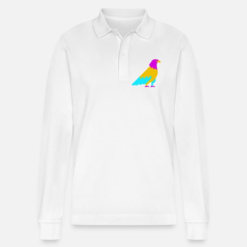 Farbenfroher abstrakter Adler - Stanley/Stella Unisex Bio-Langarm-Poloshirt Prepster - Weiß