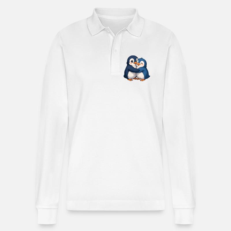 Kuschelige Pinguin-Umarmung - Stanley/Stella Unisex Bio-Langarm-Poloshirt Prepster - Weiß
