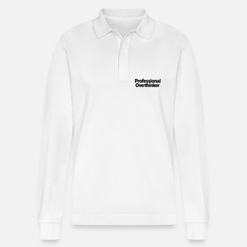 Professional Overthinker Minimalist - Stanley/Stella Unisex Bio-Langarm-Poloshirt Prepster - Weiß