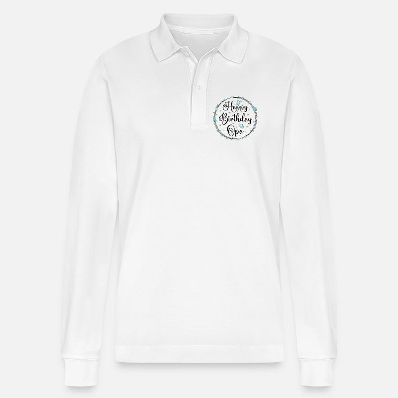 Happy Birthday Opa - Stanley/Stella Unisex Bio-Langarm-Poloshirt Prepster - Weiß