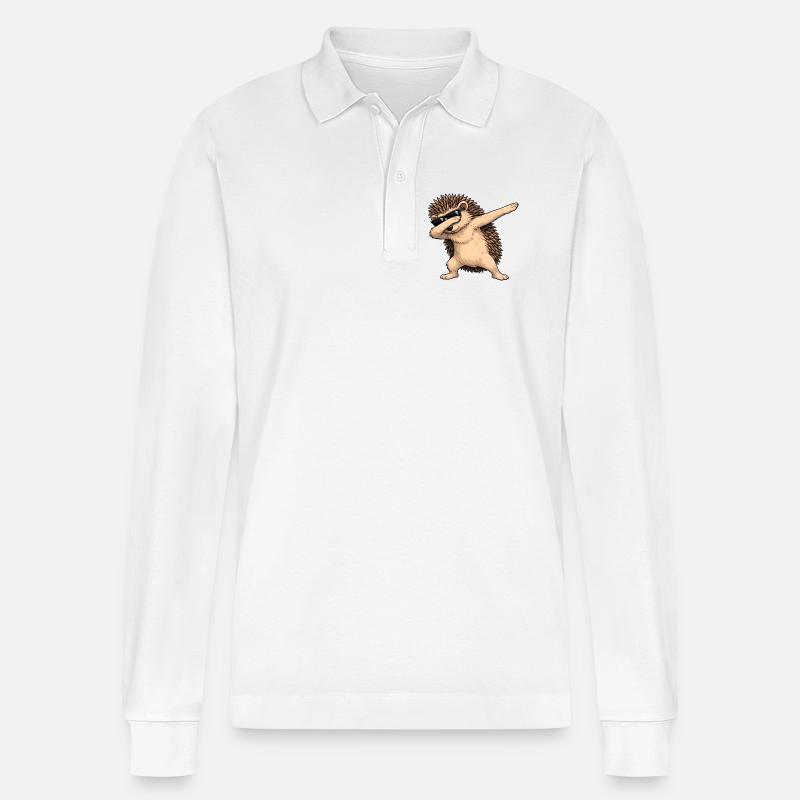 Dabbing Igel - Stanley/Stella Unisex Bio-Langarm-Poloshirt Prepster - Weiß