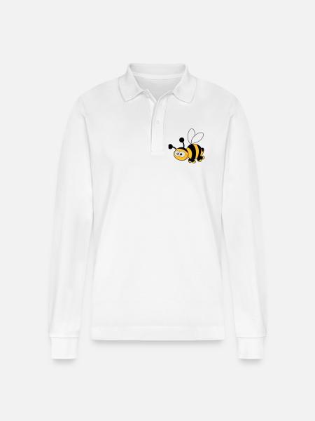 Bee - Bee - Honey - Stanley/Stella Organic Unisex Long-Sleeved Polo Shirt Prepster - white
