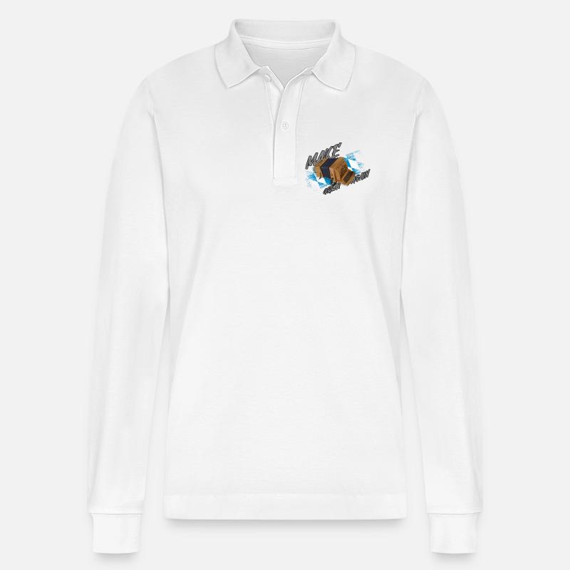 Make Ziach GREAT AGAIN | ZiachON! - Stanley/Stella Unisex Bio-Langarm-Poloshirt Prepster - Weiß
