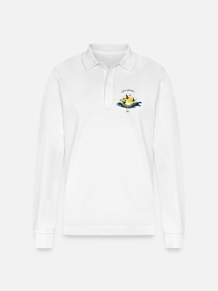 Life's a journey- Fly! - Stanley/Stella Organic Unisex Long-Sleeved Polo Shirt Prepster - white