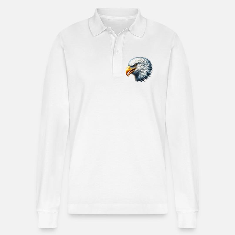 Adler - Stanley/Stella Unisex Bio-Langarm-Poloshirt Prepster - Weiß