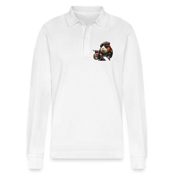Adventure Guinea Pig – Character Design - Stanley/Stella Organic Unisex Long-Sleeved Polo Shirt Prepster - white - Front - Anna (173cm) & Nico (186cm)