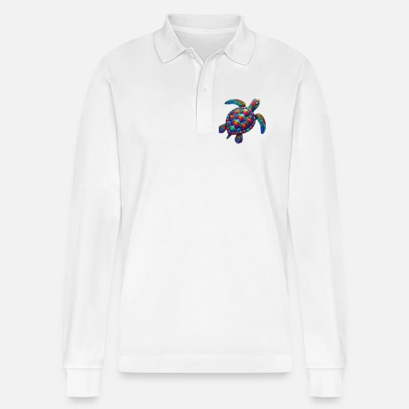 Schildkröte - Stanley/Stella Unisex Bio-Langarm-Poloshirt Prepster - Weiß