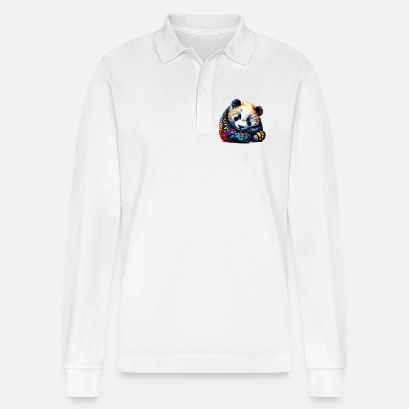 Panda - Polo à manches longues bio PREPSTER Stanley/Stella Unisexe - blanc