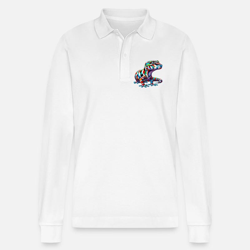Gecko - Stanley/Stella Unisex Bio-Langarm-Poloshirt Prepster - Weiß
