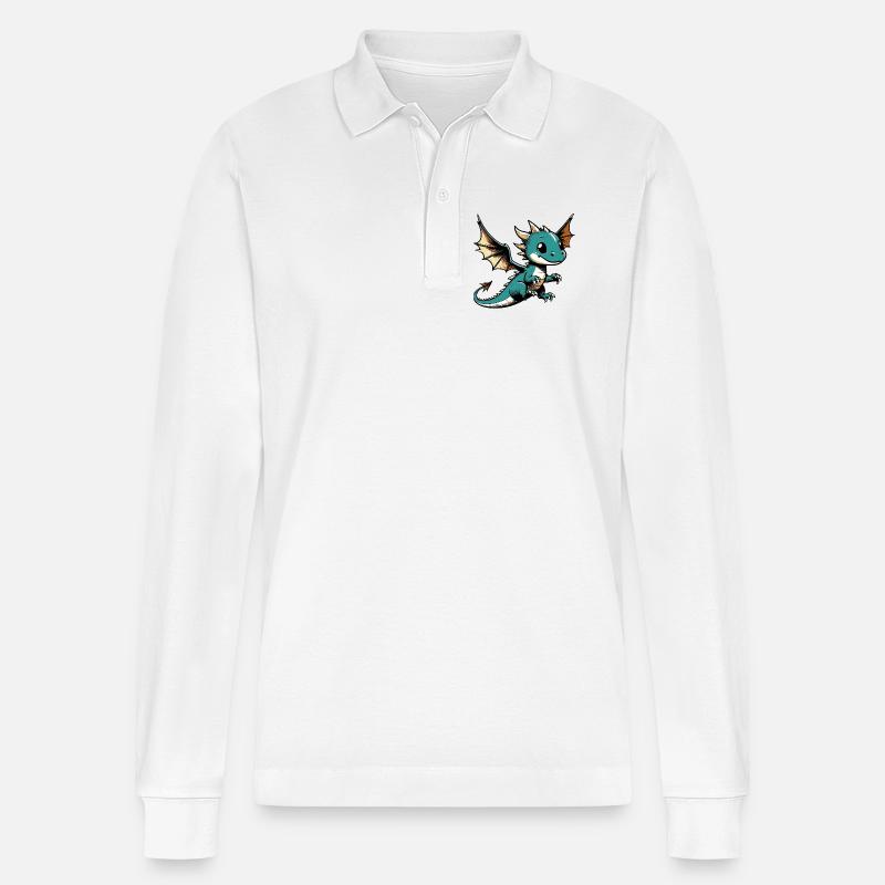 Drache - Stanley/Stella Unisex Bio-Langarm-Poloshirt Prepster - Weiß
