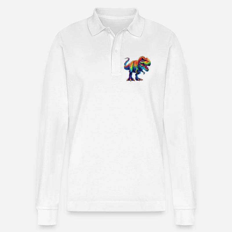 Dinosaurier - Stanley/Stella Unisex Bio-Langarm-Poloshirt Prepster - Weiß