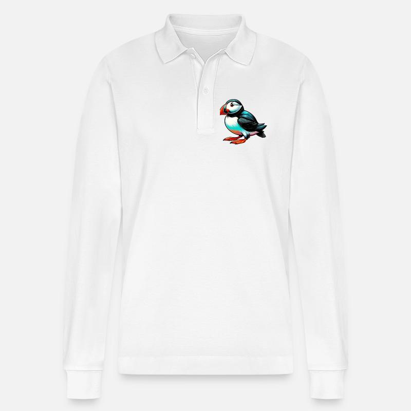 Papageitaucher - Stanley/Stella Unisex Bio-Langarm-Poloshirt Prepster - Weiß