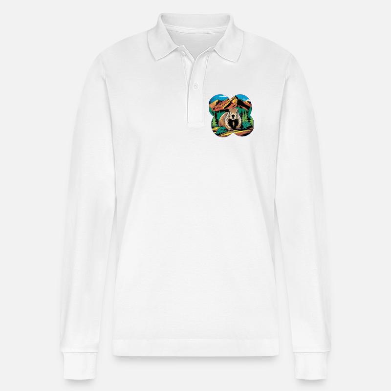 Murmeltier - Stanley/Stella Unisex Bio-Langarm-Poloshirt Prepster - Weiß