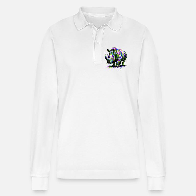 Nashorn - Stanley/Stella Unisex Bio-Langarm-Poloshirt Prepster - Weiß