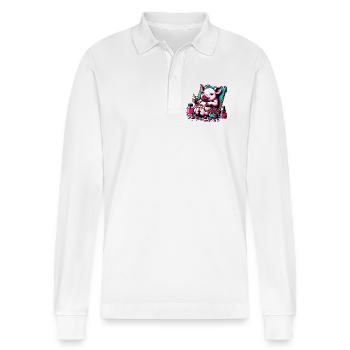 Pédicure Piggy avec vernis rouge baie - Polo à manches longues bio PREPSTER Stanley/Stella Unisexe - blanc - Devant - Anna (173cm) & Nico (186cm)