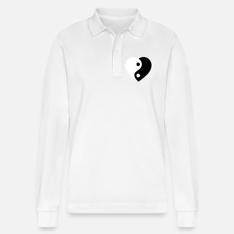 Yin and Yang Love Version :) - Stanley/Stella Unisex Bio-Langarm-Poloshirt Prepster - Weiß