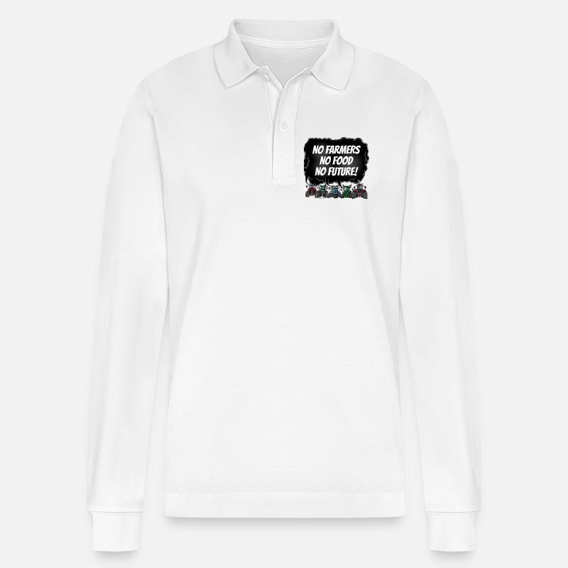 Boerenprotest_tshirt_EN - Stanley/Stella Unisex Bio-Langarm-Poloshirt Prepster - Weiß