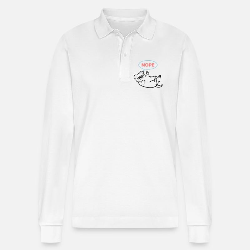  Mops Hund Comic Bunt Outline - Stanley/Stella Unisex Bio-Langarm-Poloshirt Prepster - Weiß
