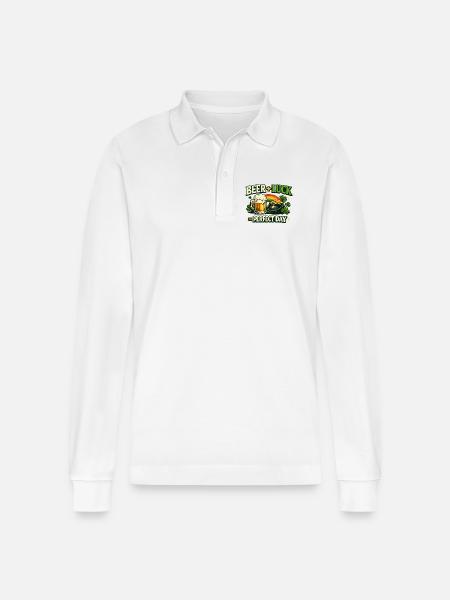 Beer Luck Perfect Day - Stanley/Stella Organic Unisex Long-Sleeved Polo Shirt Prepster - white