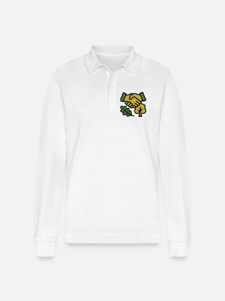 Handshake Nature Forest Logo - Stanley/Stella Organic Unisex Long-Sleeved Polo Shirt Prepster - white