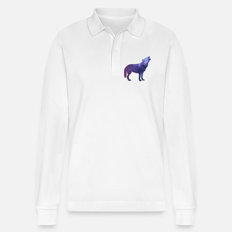 Starwolf Heulen - Stanley/Stella Unisex Bio-Langarm-Poloshirt Prepster - Weiß