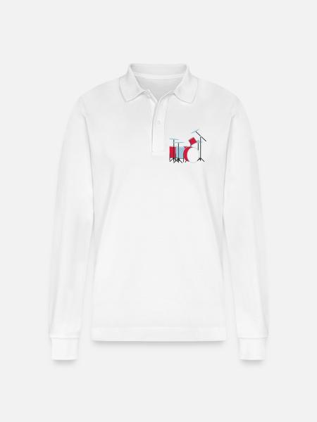 coloured_drums - Stanley/Stella Unisex Bio-Langarm-Poloshirt Prepster - Weiß
