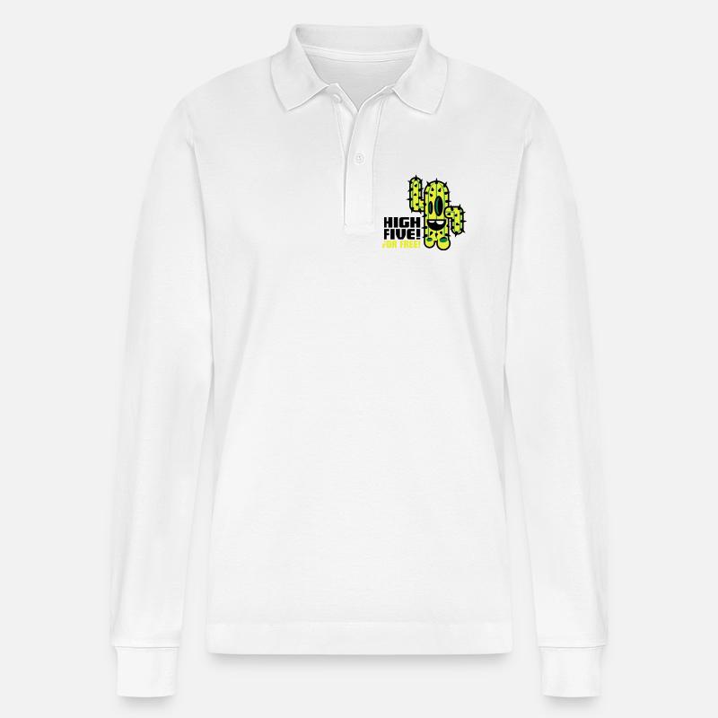 kaktus comic - Stanley/Stella Unisex Bio-Langarm-Poloshirt Prepster - Weiß