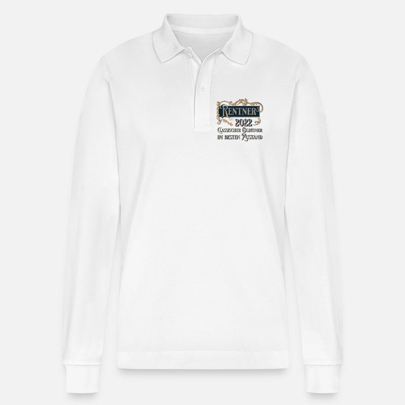 Rentner 2022 Oldtimer - Stanley/Stella Unisex Bio-Langarm-Poloshirt Prepster - Weiß