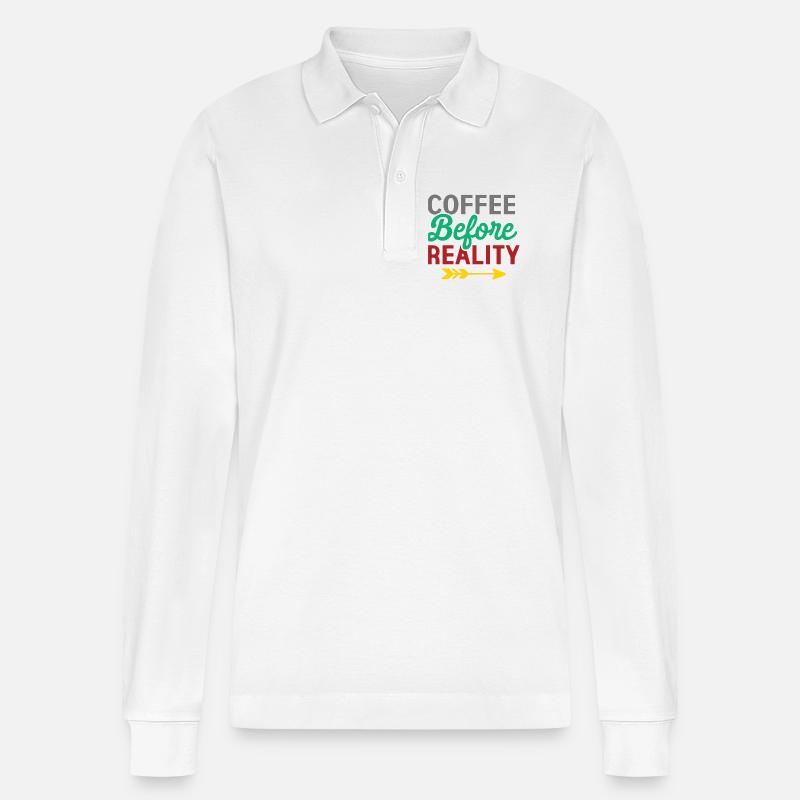 Kaffee vor der Realität - Stanley/Stella Unisex Bio-Langarm-Poloshirt Prepster - Weiß