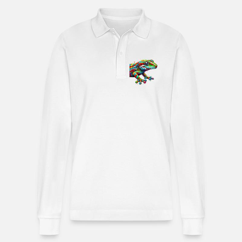 Gecko - Polo à manches longues bio PREPSTER Stanley/Stella Unisexe - blanc