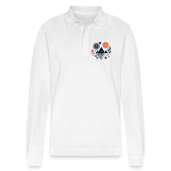Mountains - Stanley/Stella Organic Unisex Long-Sleeved Polo Shirt Prepster - white - Front - Anna (173cm) & Nico (186cm)